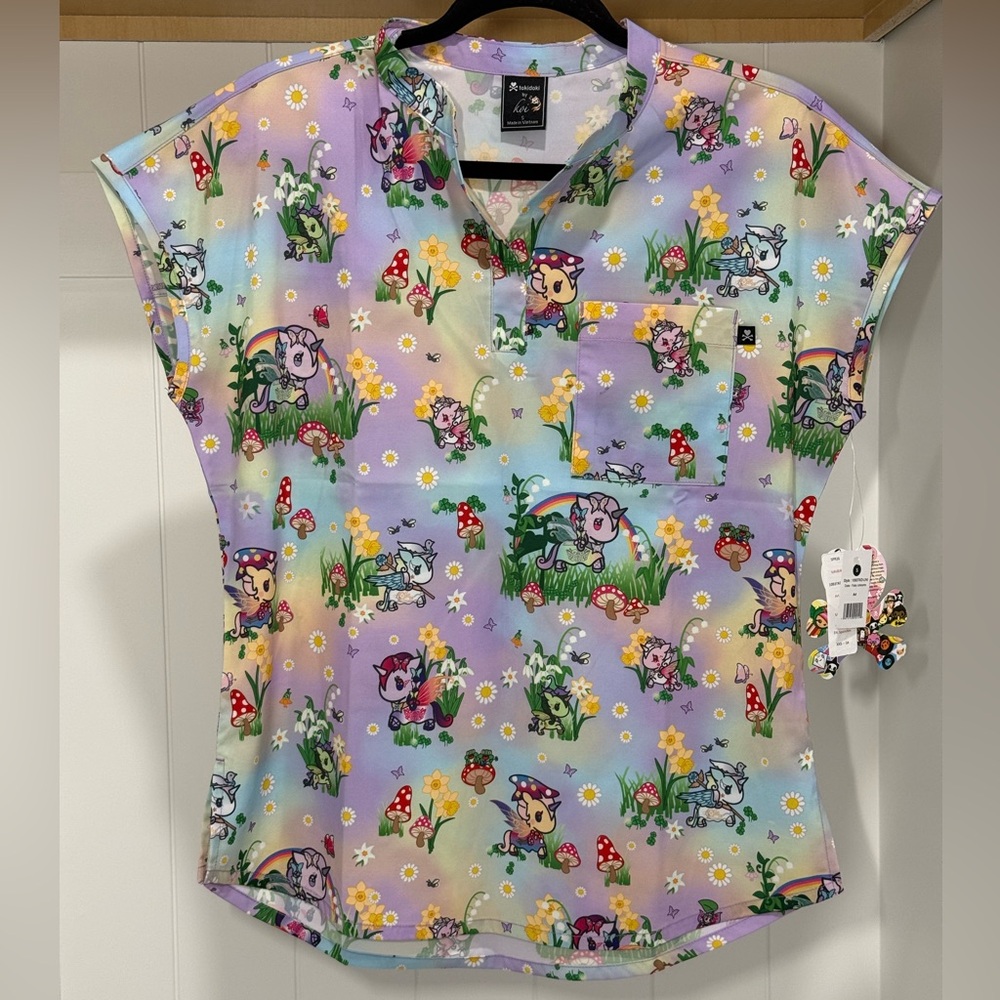 NWT Koi Ari Toki Doki Fairy Unicorn Scrub top (S)